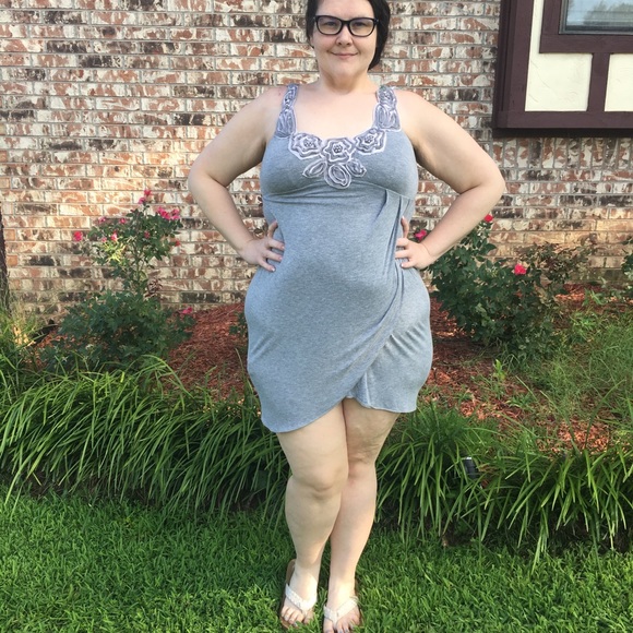 Chelsea & Violet Gray Wrap Mini Embellished Dress - Picture 3 of 4